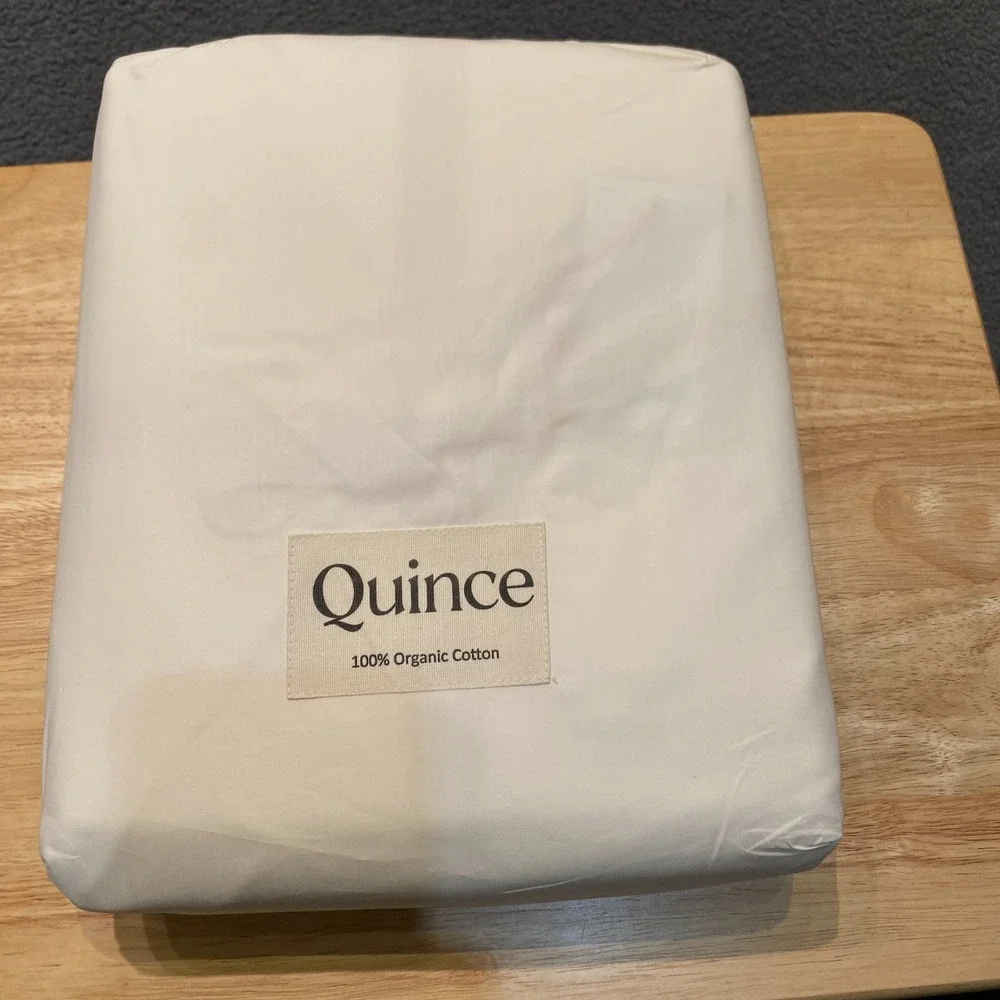 Quince Classic Organic Percale Duvet Cover Set King/Cali ing Ivory 3 Piece